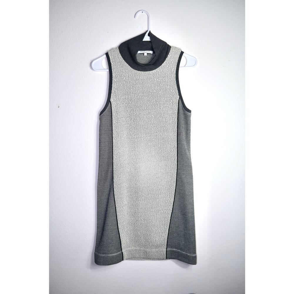 BELLA LUXX Sophisticated Quiet Luxury Gray Charcoal Mock Neck Tank Dress XS